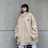 Leopard Print Women Fleece Jackets Motorcycle Jacket Faux Lamb Fur Kawaii Coat Teddy Fur Coat Fleece Parkas Cropped