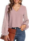 Women Blouse 2022 Spring Fashion V Neck Long Sleeve Elegant Office Work Shirts Tops Lady Plus Size Casual Chiffon