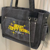 Vintage Washed Large Canvas Crossbody Bag-Outfit