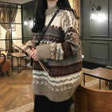 Pullovers Women Vintage Loose Casual Sweaters Geometric Female Harajuku Korean Fashion Womens Striped Sweater Streetwear