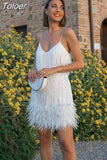 Party Dress Women 2023 Summer Tassel Sequins Sexy Sleeveless Y2k Spaghetti Strap Dresses Night Club E-girl