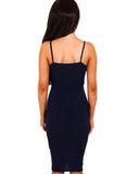 Sexy Straps V Neck Ruffles Slit Mini