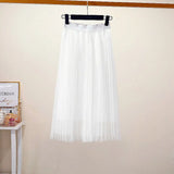 Yarn Skirt Women's Summer Long A Skirt High Waist 100 Folding Skirt 2025 Thin Soft Hanging Yarn