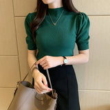 High Collar Tank Top Women Knitwear 2022 New Spring Bottoming Shirt Casual Short Sleeve Solid Summer Thin Knit Vest