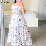 Women's Rainbow Long Dress Fashion Sexy Off Shoulder A-line Printed Maxi Dresses Boho Retro Party Evening Vestidos