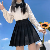 Preppy Black Plaid Pleated Skirt Women Japanese Fashion School Girl Uniform Kawaii Gothic High Waist Mini Skirt Cute