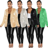 Toloer New Women's Casual Sequin Suit Jacket-Outfit