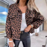 Explosion Tide People Water Wash Old Leopard-Print Side Of The Cowboy Coat