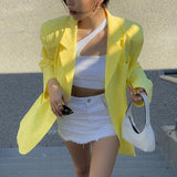 Casual Blazer Jacket For Women Autumn Winter Single Buttons Loose Green Coats Long Sleeve Oversized Suit Jackets Streetwear