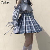 Women Shirts Off Shoulder Peter Pan Collar Sweet Lolita Style Lovely Solid Long Lantern Sleeve Bow Lace Up Female Leisure