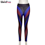 Puss Colorful Patchwork Women Pencil Pants Sporty Stripe Summer Trend Skinny Stretchy Casual Fitness Streetwear