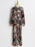 Causal Slim Print Temperament Mini Dress For Women Round Neck Long Sleeve Straight Loose Fashion Dresses Female