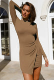 Casual Long Sleeve Irregular Mini