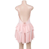 Open Back Strap Ruffled Layered Mini Dress-Outfit