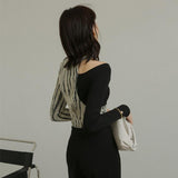 Designer T Shirt For Women Sexy Hollow-out Ladies T Shirt Patchwork Long Sleeve Tee Shirt Femme Top Underwear Chic
