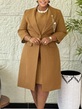 Women's Elegant Elastic Body Solid Suit Jacket Sling Skirt Two Sets Of African Fashion