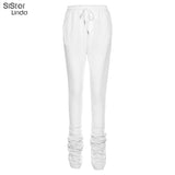 Sisterlinda Street Style Gray Sweatpants for Women Drawstring Casual Extra Long Stacked Pants Winter Thick Warm Trousers