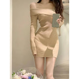 Autumn Knit Sweater Dress Women Long Sleeve Slim Sexy Y2k Min Dress Female Elegant One Piece Dress Korean Fashion