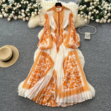 Folded Dress Women 2025 Spring Dress High Fashion High Fashion High-Grade High-Rise Thin Print Embossed