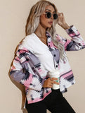 Fashion Print Turndown Collar Long Sleeve