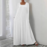 New Long Dress Casual Loose Long Sleeve Solid Color Collar