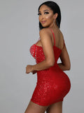 Sexy Straps Sleeveless Sequins Mini