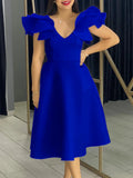 Summer New Lotus Leaf Side High-Waist A-Shaped Dress Party