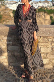 MODA 2023 Summer Women Vintage Embroidery Cut Out Midi Dress Ladies V Neck Sleeve Backless Dress Female Fashion