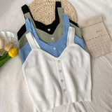 Women Plain Button Up Camis Y2K Crop Tops Knitted Tank Tops Strappy Cute Tops For Women Casual Camisole