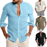 Explosion Autumn/Winter V-Neck Linen New Cardigan Long-Sleeved Men's