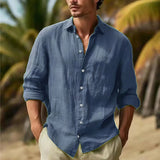 Men's Linen Shirt Button Shirt Summer Beach Shirt Pure