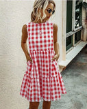 Dresses For Women Summer Casual Loose Ruffled Midi Dress Female Sleeveless Vintage Tank Dress Ladies Vacation