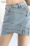 Fashion Women's Denim Shorts Patchwork Irregular High Waist Distressed Fake 2 Pcs Cotton Shorts Spring 2023 New