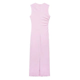 Women's Clothing 2025 Spring New Sleeveless Folding Decorative Fan Flute Dress Dress
