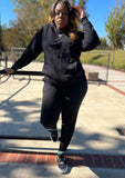 Casual Sports Round Neck Long Sleeve Loose Sweatshirt and Jogger Pants 2 Piece Set