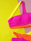 Toloer New Split Bikini Bikini Hollow Out Color Sexy Split Swimsuit D531RY-Outfit