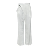 TWOTWINSTYLE Korean White Straight Pants For Women High Waist Loose Solid Casual Minimalist Trousers Female Spring 2022