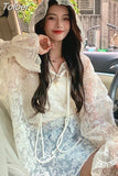 Mujer De Moda 2023 Women's Clothing See Throught Long Sleee Lace Blouses Tops Korean Fashion Hooded Sexy Y2k Shirts
