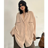 Women White Thin Big Size Casual Long Blouse New Lapel Long Sleeve Loose Fit Shirt Fashion Tide Spring Autumn 2023