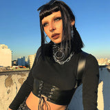Rockmore Gothic PU Leather Buckle Corset Women Crop Top Punk Style Bustiers Cummerbunds Tank Tops Wear Out Streetwear Vest