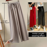 Slacks Women's Loose Summer Long Pants Soft Ice Silk Full-Length Black Wide Leg Pants Women Khaki High Waisted