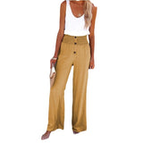 New Women's High-Waisted Long-Term Cotton-Sight Broad-Legged Trousers Loose And Relaxed Casual Broad-Legged