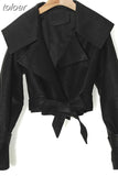 Plain Coat For Women Lapel Long Sleeve Lace Up Bowknot Short Streetwear Coats Female 2023 Spring Fashion Clothing