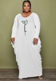 Print O-Neck Loose Plus Size Maxi
