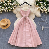 Luxury Thousand Gold Wind High-End Sling Dress Women's Summer Folding Waist Thin Design Geese Temperament