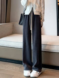 New Autumn Winter Women's High Waist Plus Velvet Wide Leg Pants Women Straight Warm Loose Trousers New Korean Lace Up