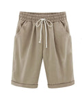 Summer Cotton Shorts Women Elasticity Waist Harajuku Lace Up Green Women's Oversize 8XL Knee Length Pants Trousers