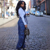 Women's Loose-Fitting Denim Slings Women's Spring Street Fashion Multi-Pocket