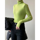 Women's Solid Color Turtleneck Slim Fitted Knit Tops 8 Colors Ribbed Striped Pit