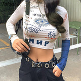 Autumn New Women T-shirt Long Sleeve Turtleneck Top Letter Print Skinny Tee Streetwear Sexy Slim Tee woman